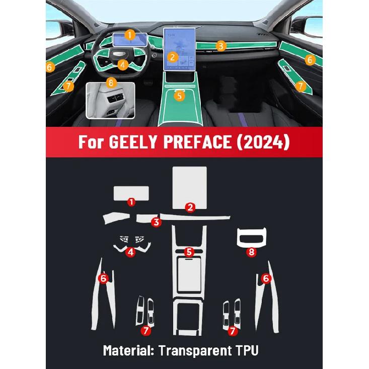 Auto Central Control Screen TPU Navigation Anti Scratch interior Protection Film GPS Navigation For GEELY PREFACE 2024 2025