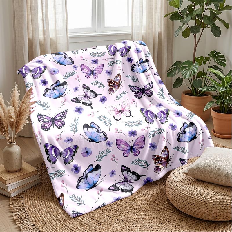 Butterfly Enchanted Portrait blanket Personalized Name Flannel Blanket Soft Cozy Plush Throw for Sofa Bed Lightweight Home Decor