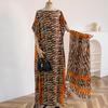 New Leopard Print Fashion Oversize African Women Clothing Dubai Dashiki Abaya Free Size Print Design With Scarf Loose Long Dress