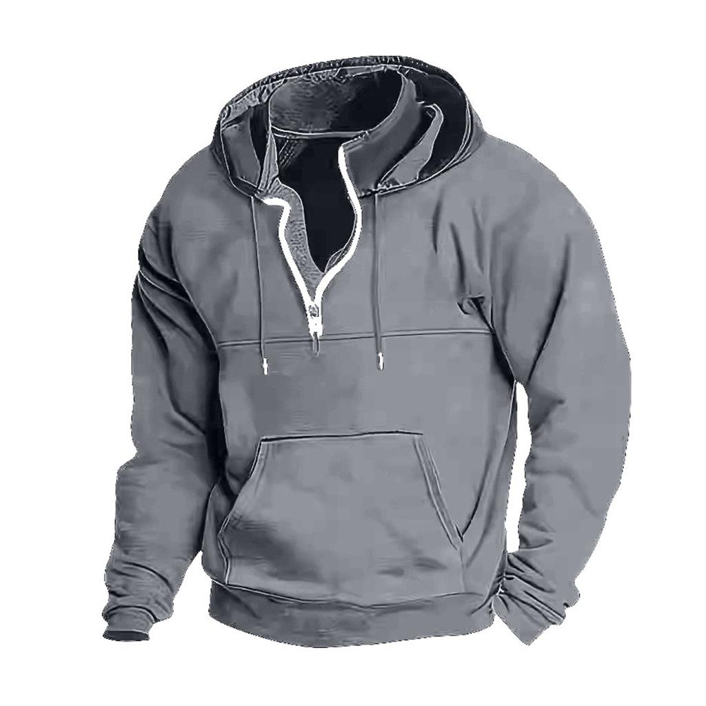 Fashion Hoodie Men's Stand Up Collar Zipper Hooded Sports And Casual Hoodie