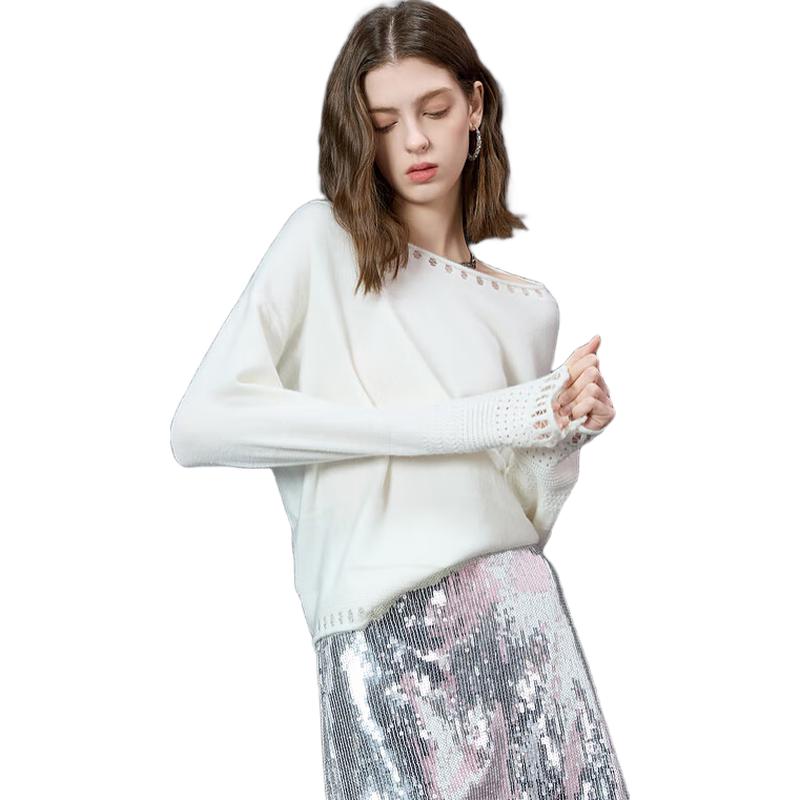 Sancai 2025 Spring Women's Loose Hollow Knit Sweater