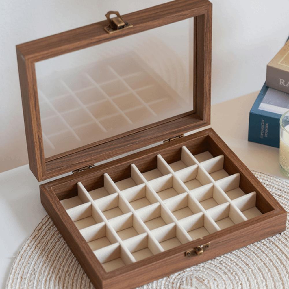 Velvet Jewelry Organizer Elegant Ring Display Holder Convenient Wood Jewelry Box  Desk