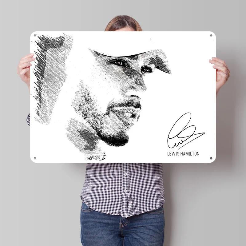 Lewis Hamilton D Printed Texture Poster Personalized Wall Art Retro Metal Tin Signs for Interior Decoration Living Room House