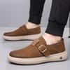 Fashion 2025 Spring Autumn Cow Leather Shoes for Men Solid Color Buckle Designer Fashion Casual Shoes Male Soft Sole Board Shoes Man