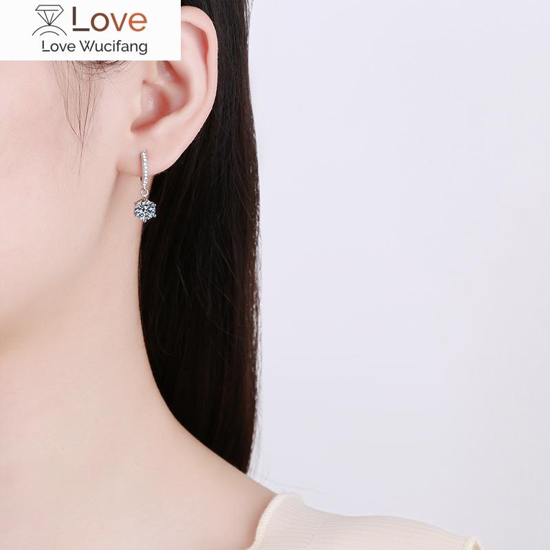 White Gold Plated 2ct Moissanite Drop Earring For Women Sparkling Diamond Earring Wedding Jewelry S925 Sterling Silver