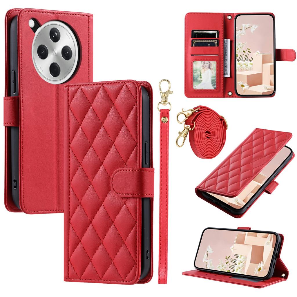 For Oppo Find X8 5G Wallet Case Rhombus Grid PU Leather Phone Cover