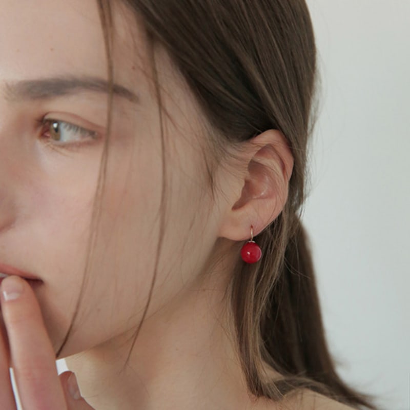 Modernlike 10k Coral Red Pearl Hoop Earrings