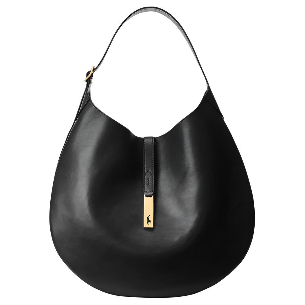 Polo Ralph Lauren Polo ID Cow Leather Handbag, Shoulder Bag Women's Black WAPOBAG02V20007-001