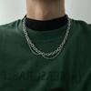 Fashion Hip-hop Titanium Steel Necklace Men Women Double Layered Silver Color Necklace Wedding Jewelry