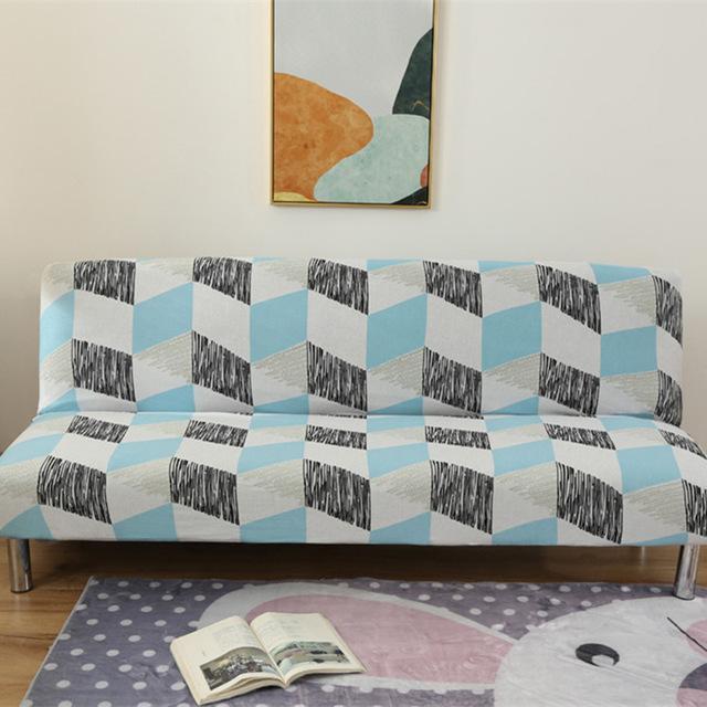 Fashion Geometric Sofa Cover Folding Sofa Bed Armless All-inclusive Anti-dust Lipcover Stretch Elastic Cover Furniture Protector