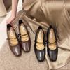 Туфли с квадратной головкой, неглубокие одинарные туфли, женская весна 2025 года, новые универсальные туфли с пряжкой из одного слова, на плоской подошве, туфли Doudou, мягкая подошва, женская обувь