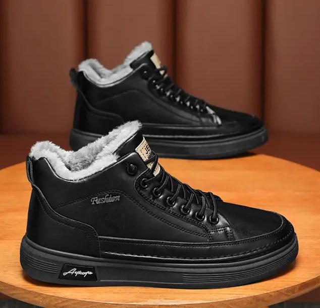 Высокие мужские туфли 2024 года, новые зимние бархатные утолщенные теплые хлопковые туфли, мужские спортивные повседневные нескользящие водонепроницаемые туфли для сноуборда