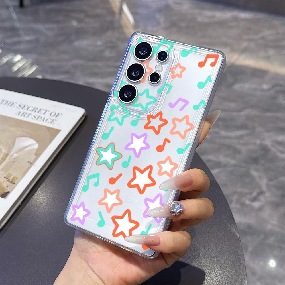 Яркий чехол с нотами и звездами для Samsung Galaxy S26 S25 S24 S23 S22 S21 S20 FE Plus Мягкий ТПУ Тонкий Ударопрочный Чехол