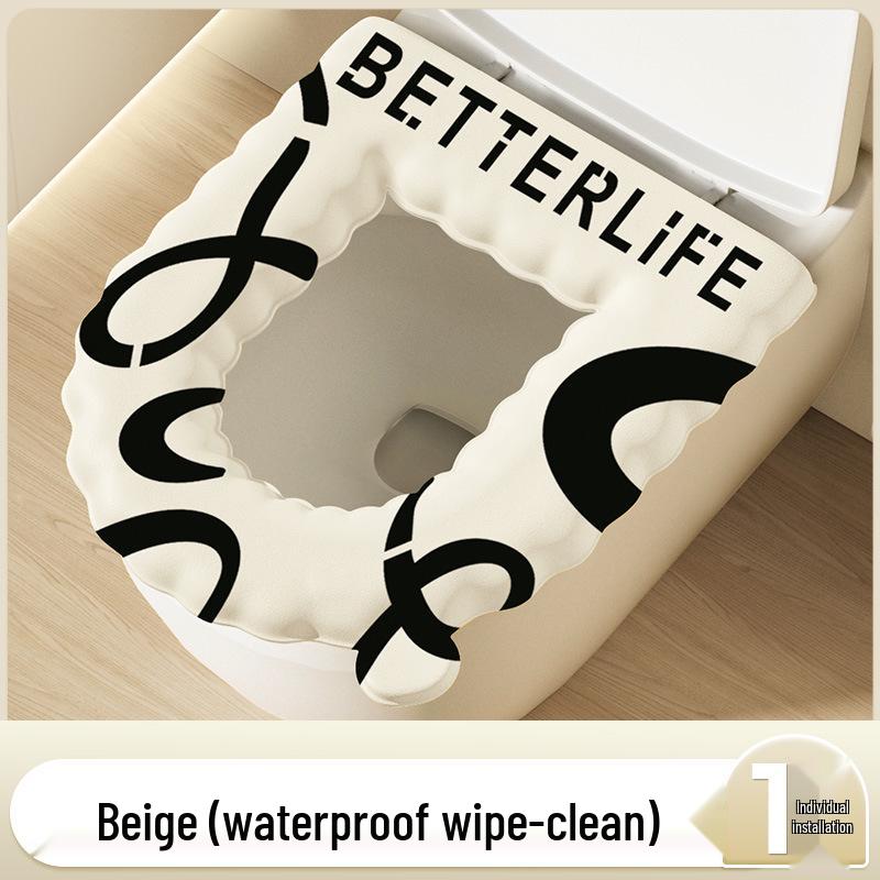 Водонепроницаемая подушка для сиденья унитаза на все сезоны с крышкой и чехлом с утолщенным узором