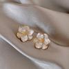 Zircon Glaze Flower Stud Earrings for Women Girl French Ins Vintage Fashion Korean Wedding Romantic Jewelry Gifts