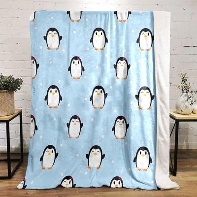 Cute Penguin Pattern Blanket Print Blanket Soft and Cozy Perfect for the Living Room Bed Sofa or a Nap,gift