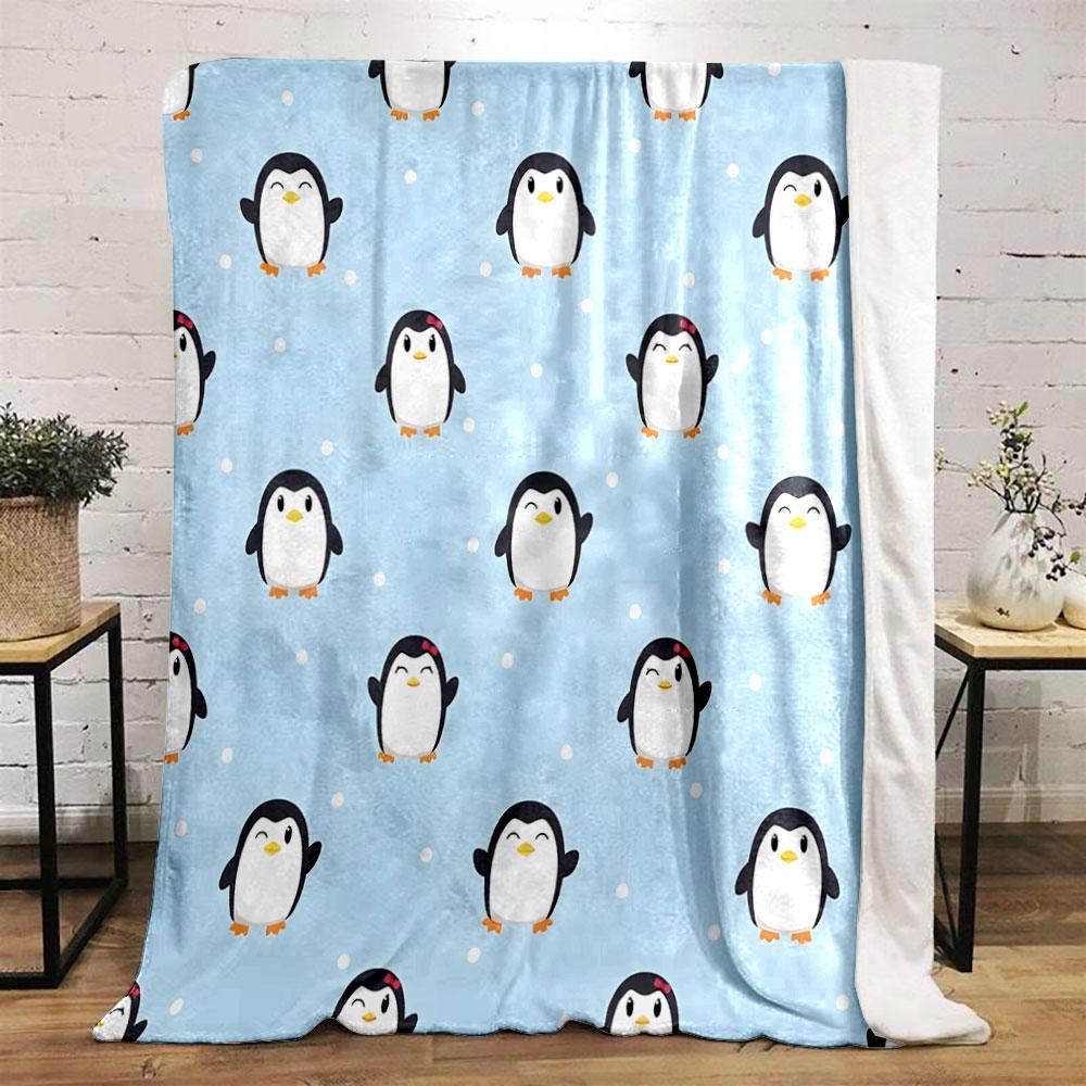 Cute Penguin Pattern Blanket print blanket soft and cozy perfect for the living room bed sofa or a nap,gift