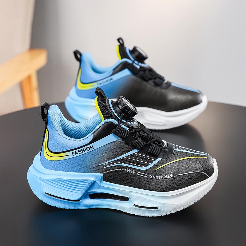 Легкие детские кроссовки с вращающейся застежкой - Нескользящие, удобные, дышащие кроссовки для улицы для мальчиков и девочек