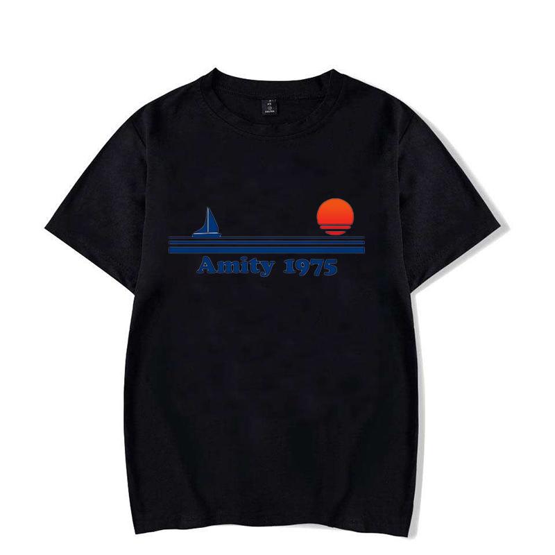 Amity 1975 - Jaws Retro Print Tshirt Men Creativity Sweat Clothing Fashion Tee Clothes T Shirts Breathable T-Shirts Man Women