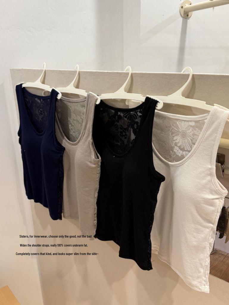 Кружевной топ-майка со встроенным бюстгальтером для женщин