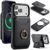 Съемный кожаный чехол-кошелек 2-в-1 для iPhone 17 16 Pro Max 15 14 Plus Air 16E 17E 13 12 с кольцом и карманами для карт MagSafe