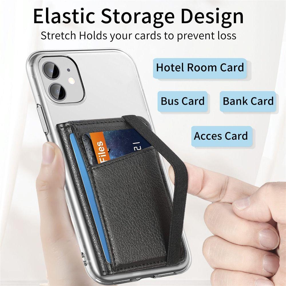 Leather Protective Sleeve Bracket Adhesive Back Sticker Phone Card Slot Mobile Phone Card Bag