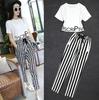 New Star Women's Striped T-Shirt & Harem Pants Set