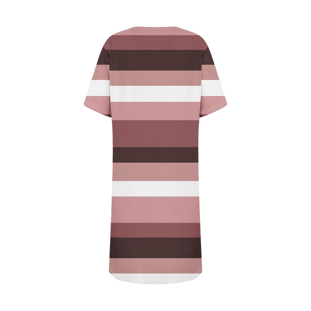 Womens Summer Dresses Short Sleeve Linen Casual T-Shirt Dresses Swing Beach Midi Dress Sundresses With Pockets