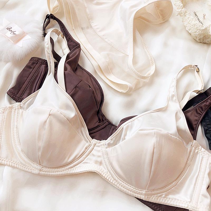 Женское нижнее белье Ice Silk Comfort, сексуальный бюстгальтер Push Up с маленькой грудью, съемная подкладка, тонкие чашки, бюстгальтер, нижнее белье, комплект трусиков
