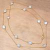Necklace Moonstone Feceted Gemstone HandmadeAntique Silver Jewelry 34''