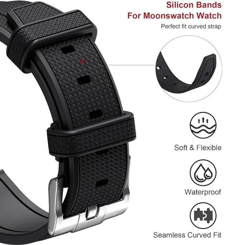 Силиконовый ремешок для Swatch X Omega Moonswatch Пряжка из нержавеющей стали 20 мм Изогнутый конец Мягкий Водонепроницаемый Запасной ремешок для часов Женский Мужской