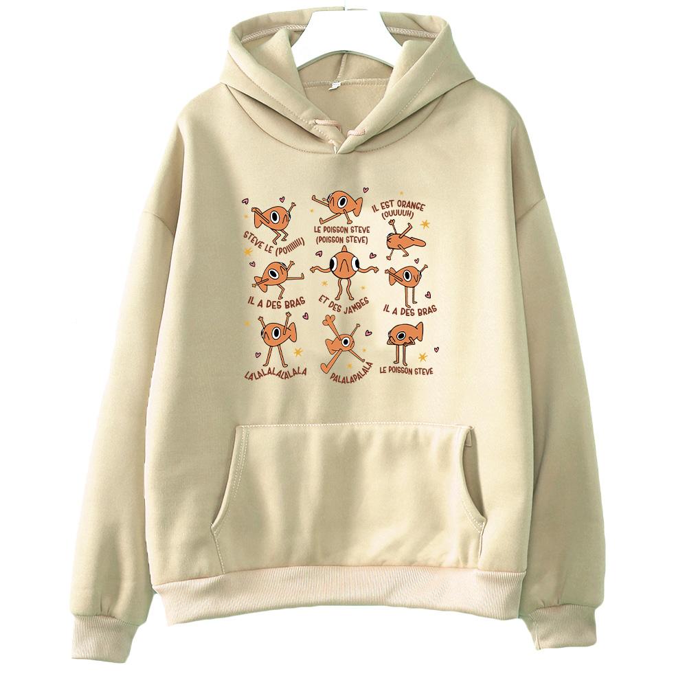 Стив Рыба Забавный Рыбный Мем Худи Мода Харадзюку Юмор Графические Свитшоты Мужские Женские Оверсайз Повседневный Креативный Пуловер