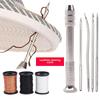 Multi-Function Leather Sewing Awl Kit with Replaceable Needles and Nylon Thread for Shoe Repair
