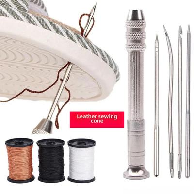 Набор сменных шил для ремонта обуви по коже с пробойником, ниткой и другими многоцелевыми инструментами.