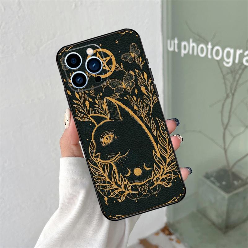 Чехол-кошелек Лунный Таро Кот-Ведьма для iPhone 16 15 11 12 13 14 Pro Max Plus XS X XR 12 13 Mini Задняя крышка