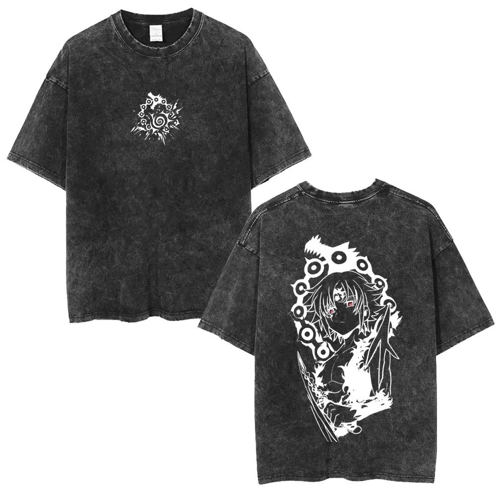 Anime The Seven Deadly Sins Lion's Sin of Pride Escanor Vintage Washed T Shirt Clothing Manga Retro Oversized T-shirts Unisex