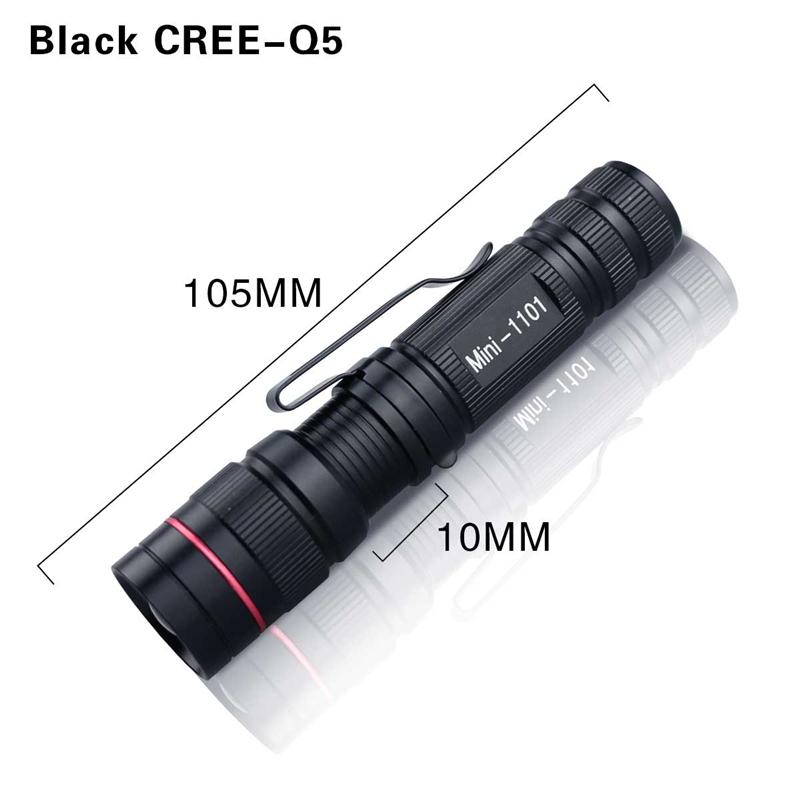 LED Mini Torch Flashlight Q5 Portable Flashlights Adjustable Zoom 3 Modes Waterproof For Outdoor Camping Adventure Lights