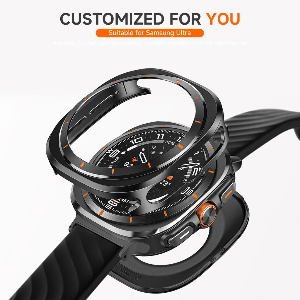 Ремешок/Чехол 2в1 для Samsung Galaxy Watch Ultra(2025) 47мм Ультра(2025) Корпус из металлического сплава 47 мм, нейлоновый ремешок-петля, роскошная крышка