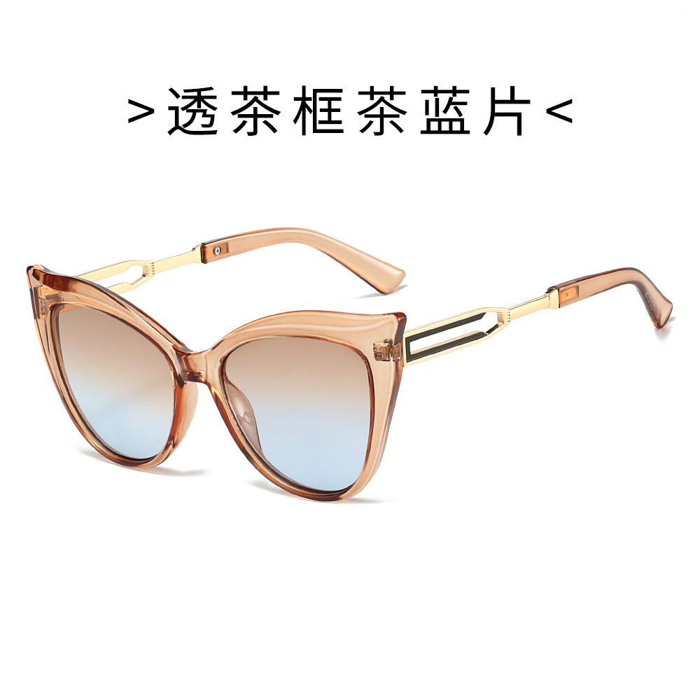 New simple cat eye sunglasses women's metal feet silk paint large frame sunscreen fashion glasses
