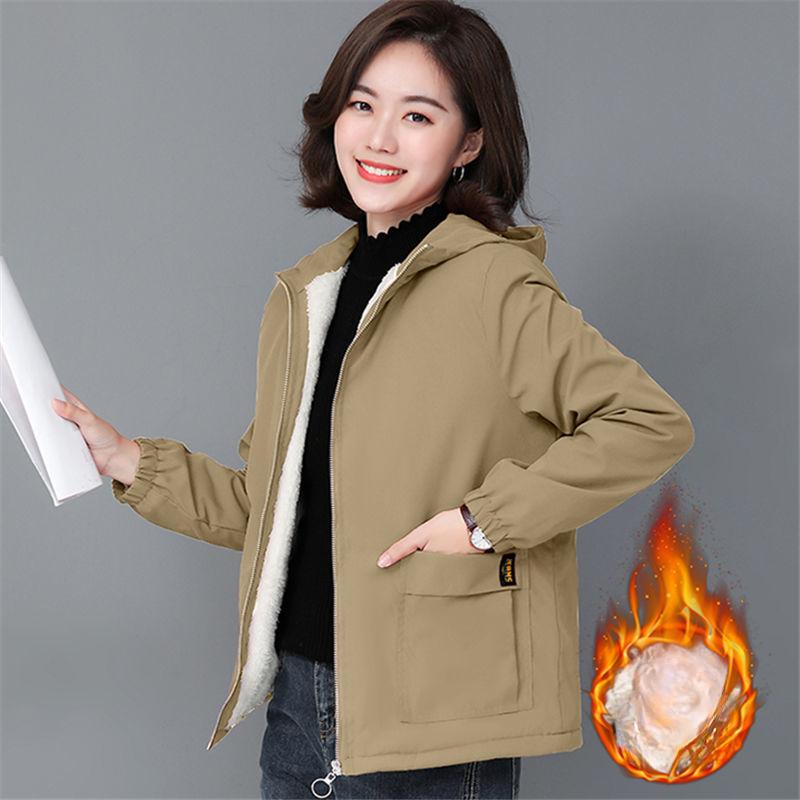 Женская флисовая куртка осень-зима короткая толстая теплая куртка на молнии свободное женское пальто с капюшоном размера плюс