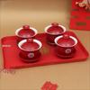 Wedding Tea Cup Set: Red Bowls, Lids, and Chopsticks for Happy Occasions