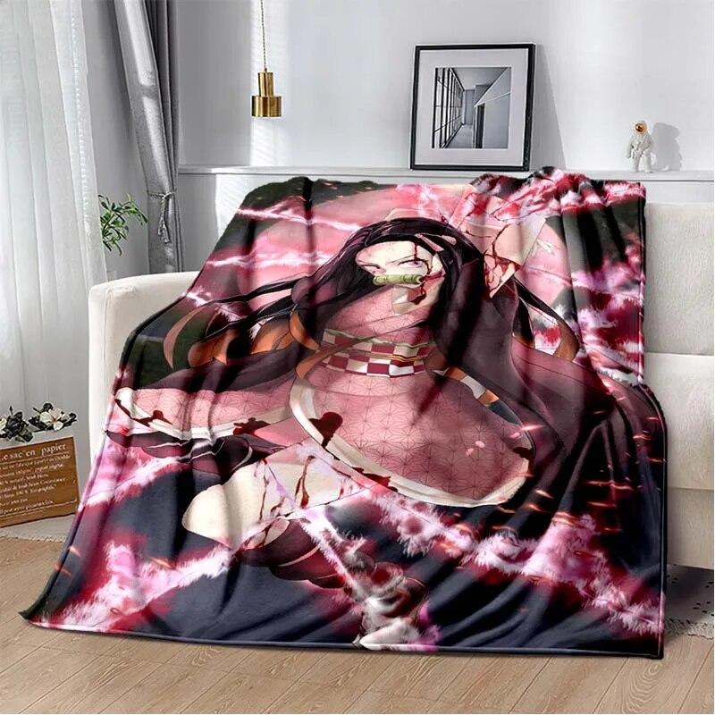 Модное одеяло Demon Slayer-легкое фланелевое покрывало для дивана и кровати, одеяло с цифровой печатью из мягкой фланелевой ткани с червями