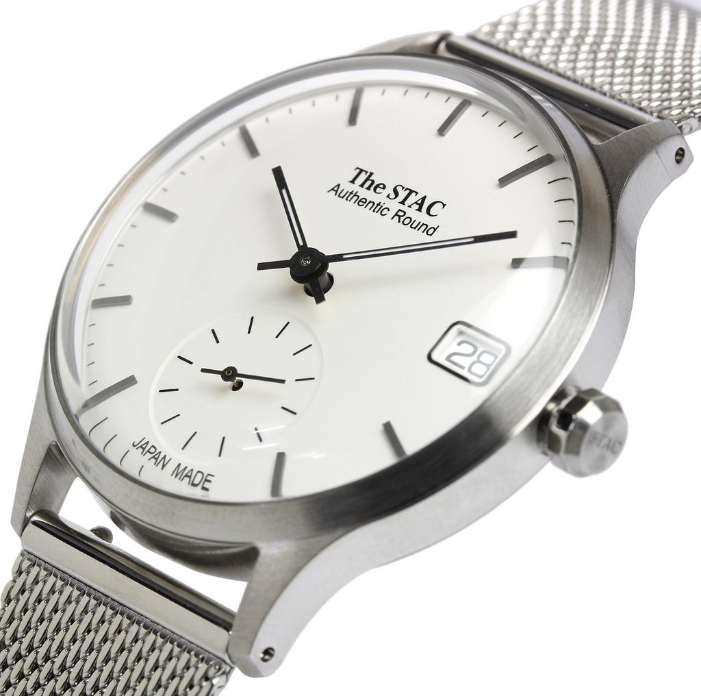 Японские часы STAC Authentic Round Classic x Silver [The Stack] Мужские Женские (Сетка для бара)