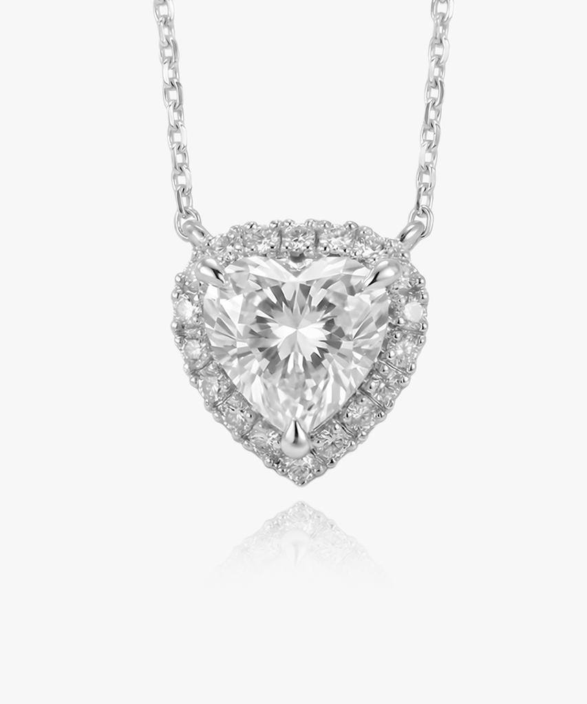 Helene Jewelry Серебро 925 пробы Ожерелье с мозанитом 1 карат, огранка «сердце», с ореолом