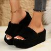 Female Shoes On Sale 2024 New Open Toe Women's Slippers Autumn Suede Simple Solid Platform Casual Comfortable Plus Size Slippers