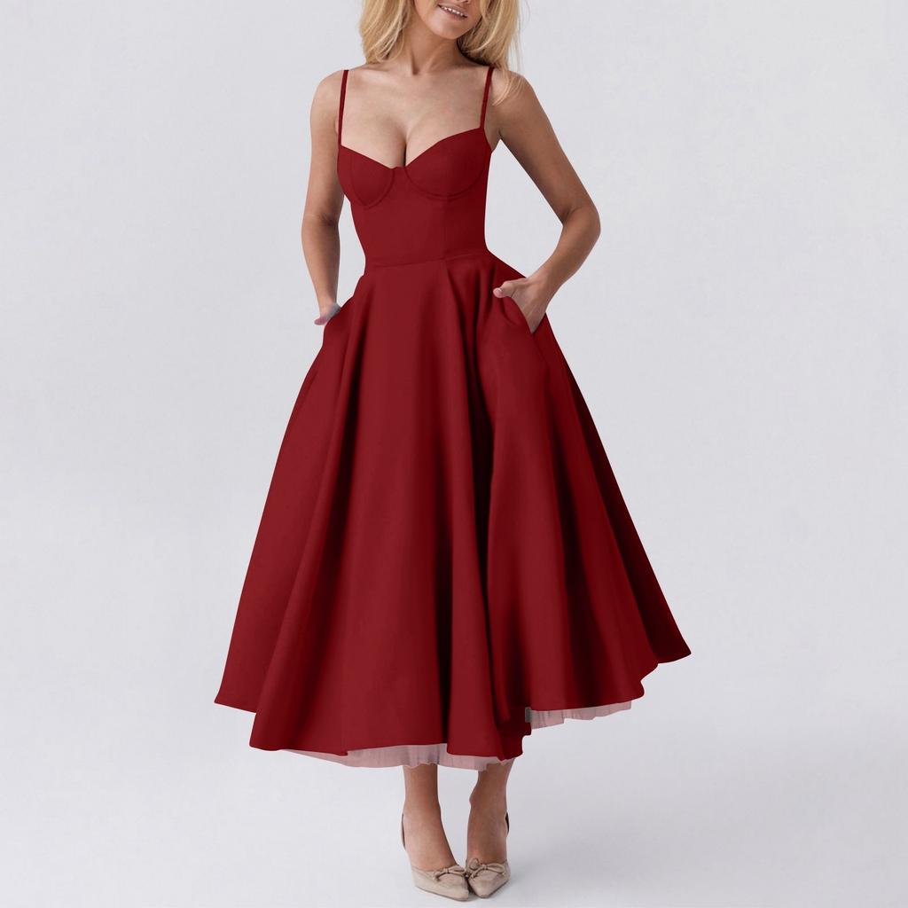 Женское модное однотонное платье принцессы с сеткой и двухслойным платьем на подтяжках