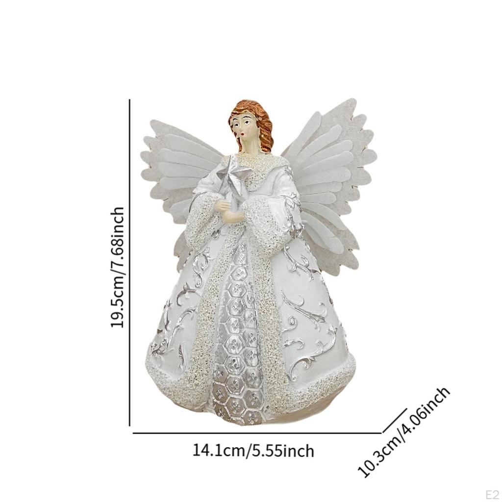 Lighted 7.4inch Angel Figurine Resin Sculpture Multipurpose Tabletop Centerpiece Christmas Ornament