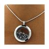 Stones and Minerals. Rough Gray Diamond Necklace. 25 Mm Medallion Model. Color Silver.