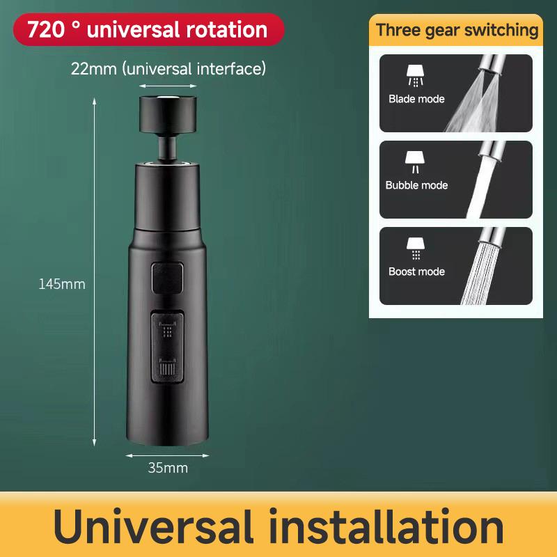 1pc 3 Three ModesFaucet Extender Metal Alloy Head Water Saver Home Extended Shower Spray Filter