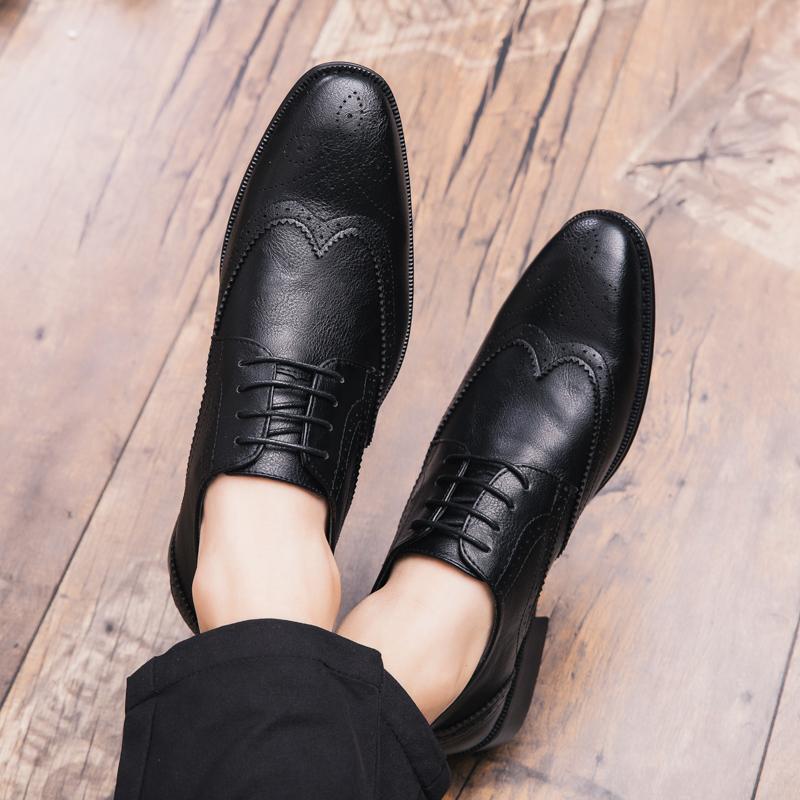 Мода Размер 38-47 Мужские Ретро Броги Кожаные Туфли Черный Коричневый Американская Шнуровка Бизнес Бренд Кожаные Туфли Свадебные Банкетные Туфли Мужские